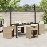 Garden Dining Set 5 pcs Beige Poly Rattan - Top-Down View
