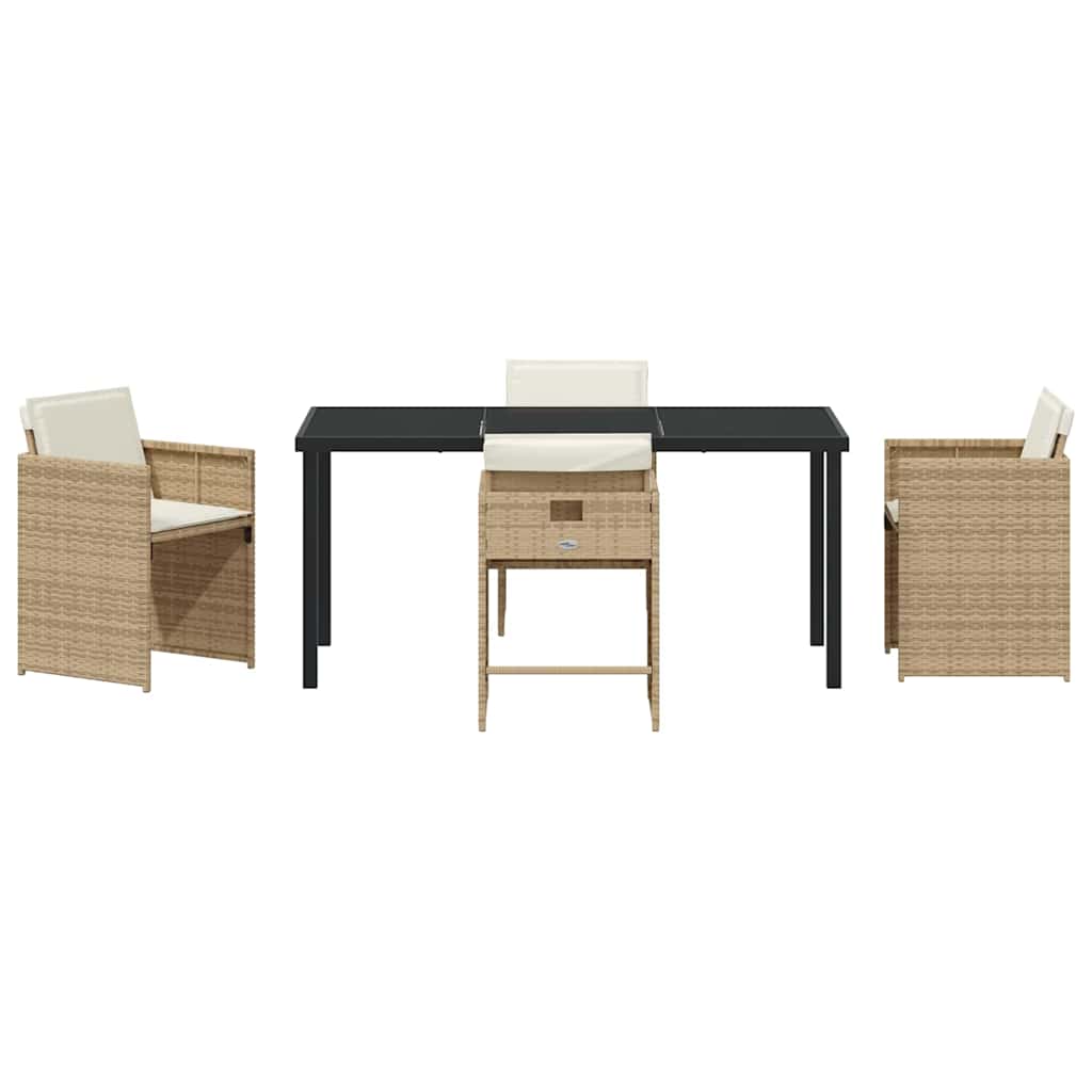 Garden Dining Set 5 pcs Beige Poly Rattan