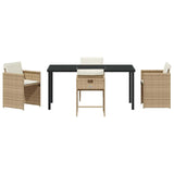 Garden Dining Set 5 pcs Beige Poly Rattan - Close-Up Angle