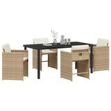 Garden Dining Set 5 pcs Beige Poly Rattan - Side View