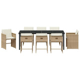 Garden Dining Set 9 pcs Beige Poly Rattan - Close-Up Angle