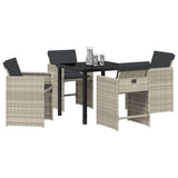 Garden Dining Set 5 pcs Light Grey Poly Rattan - Side View