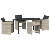 Garden Dining Set 5 pcs Light Grey Poly Rattan - Front View