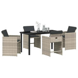 Garden Dining Set 5 pcs Light Grey Poly Rattan - Side View