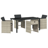 Garden Dining Set 5 pcs Light Grey Poly Rattan - Front View