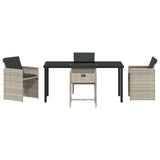 Garden Dining Set 5 pcs Light Grey Poly Rattan - Close-Up Angle