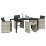 Garden Dining Set 5 pcs Light Grey Poly Rattan - Side View
