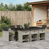 Garden Dining Set 9 pcs Light Grey Poly Rattan - Top-Down View