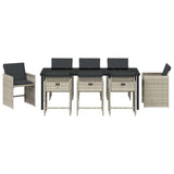 Garden Dining Set 9 pcs Light Grey Poly Rattan - Close-Up Angle
