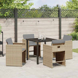 Garden Dining Set 5 pcs Beige Poly Rattan - Top-Down View