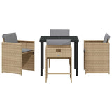 Garden Dining Set 5 pcs Beige Poly Rattan - Close-Up Angle