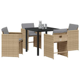 Garden Dining Set 5 pcs Beige Poly Rattan - Side View