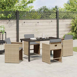 Garden Dining Set 5 pcs Beige Poly Rattan - Top-Down View