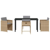 Garden Dining Set 5 pcs Beige Poly Rattan - Close-Up Angle