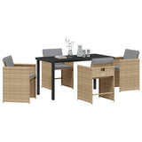 Garden Dining Set 5 pcs Beige Poly Rattan - Side View