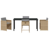 Garden Dining Set 5 pcs Beige Poly Rattan - Close-Up Angle
