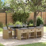 Garden Dining Set 9 pcs Beige Poly Rattan