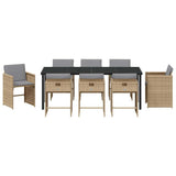 Garden Dining Set 9 pcs Beige Poly Rattan