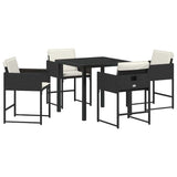 Garden Dining Set 5 pcs Black Poly Rattan - Front View