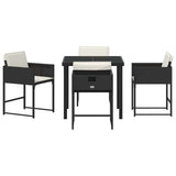 Garden Dining Set 5 pcs Black Poly Rattan - Close-Up Angle