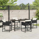 Garden Dining Set 5 pcs Black Poly Rattan