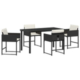 Garden Dining Set 5 pcs Black Poly Rattan - Front View