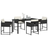 Garden Dining Set 5 pcs Black Poly Rattan - Side View
