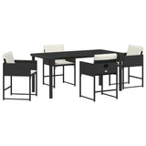 Garden Dining Set 5 pcs Black Poly Rattan - Front View