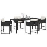 Garden Dining Set 5 pcs Black Poly Rattan - Side View