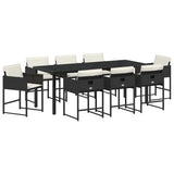 Garden Dining Set 9 pcs Black Poly Rattan - Front View