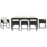 Garden Dining Set 9 pcs Black Poly Rattan