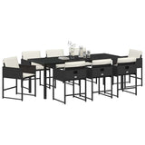 Garden Dining Set 9 pcs Black Poly Rattan - Side View