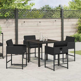 Garden Dining Set 5 pcs Black Poly Rattan - Top-Down View