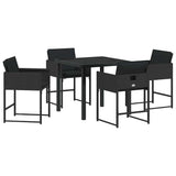 Garden Dining Set 5 pcs Black Poly Rattan - Front View