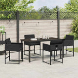 Garden Dining Set 5 pcs Black Poly Rattan - Top-Down View