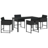 Garden Dining Set 5 pcs Black Poly Rattan - Front View