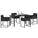 Garden Dining Set 5 pcs Black Poly Rattan - Side View
