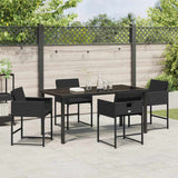 Garden Dining Set 5 pcs Black Poly Rattan - Top-Down View