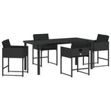 Garden Dining Set 5 pcs Black Poly Rattan - Front View
