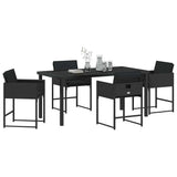 Garden Dining Set 5 pcs Black Poly Rattan - Side View