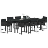 Garden Dining Set 9 pcs Black Poly Rattan - Side View