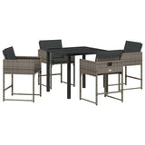Garden Dining Set 5 pcs Grey Poly Rattan - Front View
