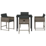 Garden Dining Set 5 pcs Grey Poly Rattan - Close-Up Angle