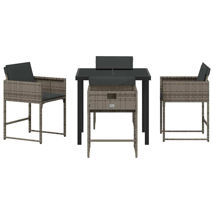 Garden Dining Set 5 pcs Grey Poly Rattan
