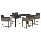 Garden Dining Set 5 pcs Grey Poly Rattan - Front View