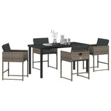 Garden Dining Set 5 pcs Grey Poly Rattan - Side View
