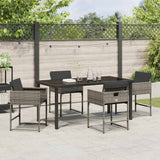 Garden Dining Set 5 pcs Grey Poly Rattan - Top-Down View