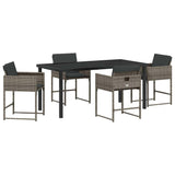 Garden Dining Set 5 pcs Grey Poly Rattan - Front View