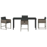 Garden Dining Set 5 pcs Grey Poly Rattan - Close-Up Angle