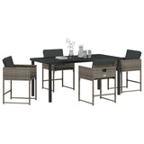 Garden Dining Set 5 pcs Grey Poly Rattan - Side View